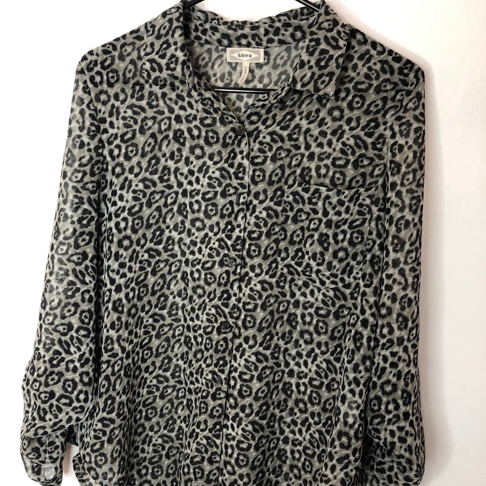 black and white leopard blouse